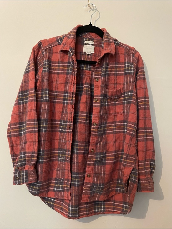 Tops - Burnt orange Plaid Button-Up Shirt